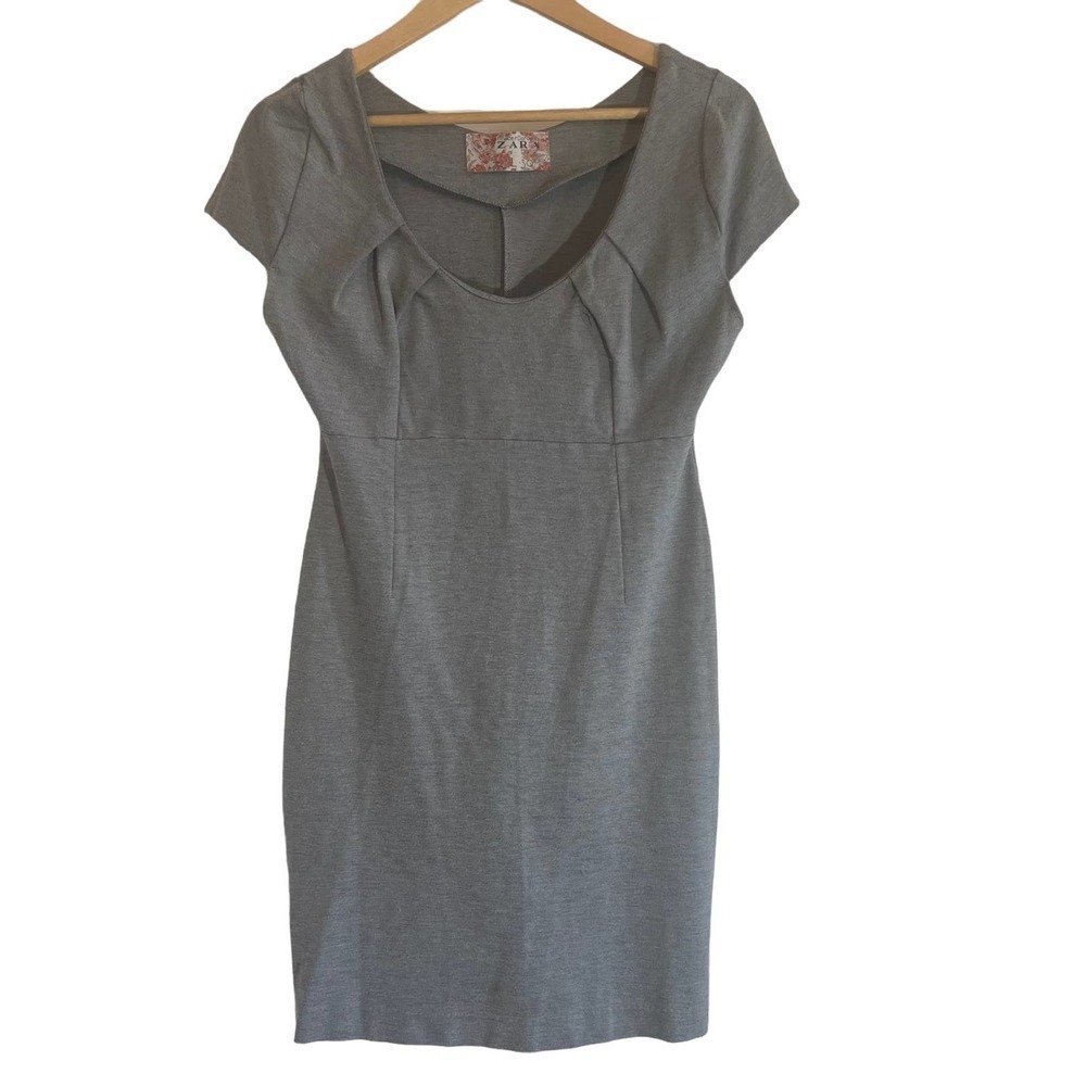 Womens Zara Basics Gray Stretch Shift Dress Large